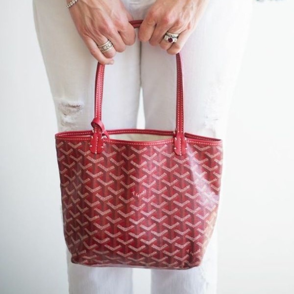 Goyard Anjou Mini Tote Red/Maroon/Burgundy leather